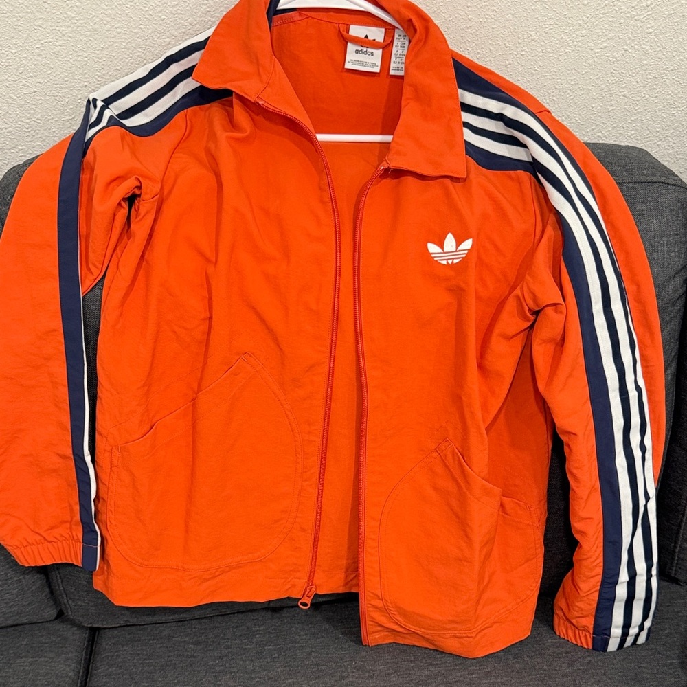 Adidas boys Vibrant Orange Windbreaker